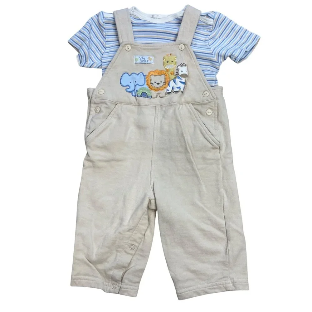 Vintage First Moments Layette Jungle‎ Outfit Size 6-9M Embroidered Animals Knit